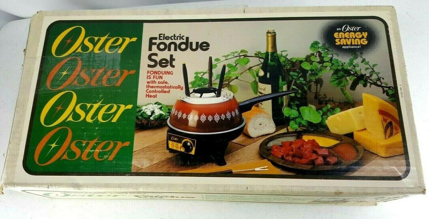 Oster Electric Fondue Set Model 691 w/ 4 Forks New In Box VINTAGE Prop Fast Ship