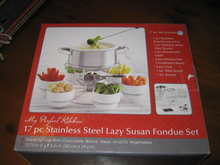 Stainless Steel Lazy Susan Fondue Pot