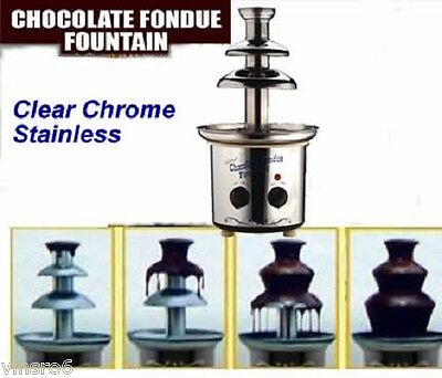 Chocolate Fountain Fondue 2 Tier Chrome Stainless Electric