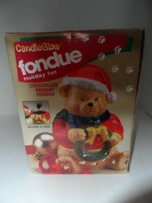 Candle Glow Fondue Holiday Fun Holiday Teddy Bear Chocolate Dessert fondue Set W