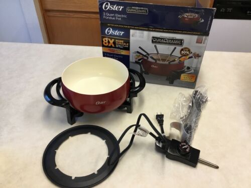 OSTER Electric Fondue Pot 8 Forks Stainless Steel Non-Stick FPSTFN7700