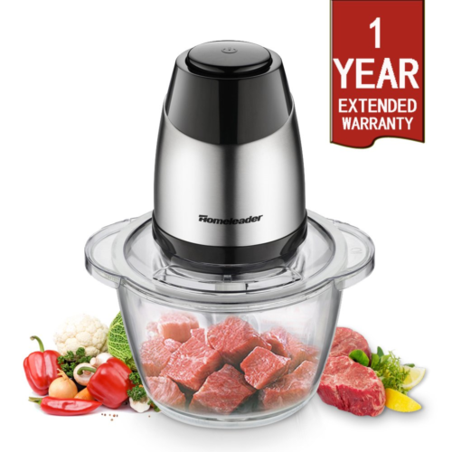 Electric Food Chopper, 5-Cup Food Processor by Homeleader, 1.2L Glass Bowl