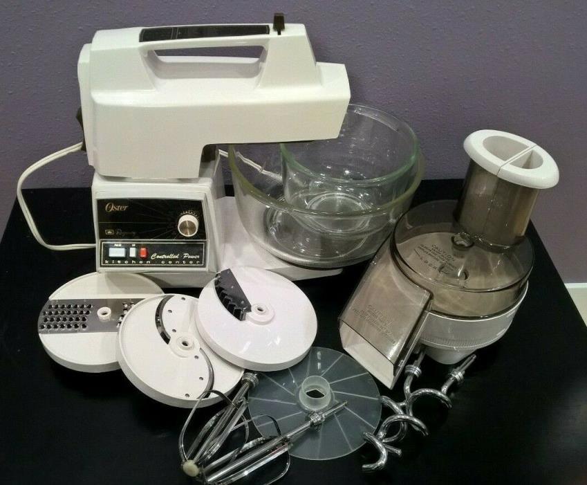 Nice! Oster Regency Food Center 12 speed Processor Made in USA White Accessories