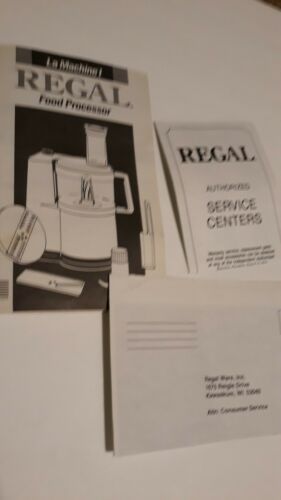 Regal La Machine 1 Food Processor manual instructions Part SPL 9913