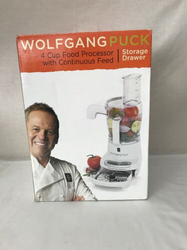 New Wolfgang Puck 4 Cup Continuous Flow Food Processor w/instructions