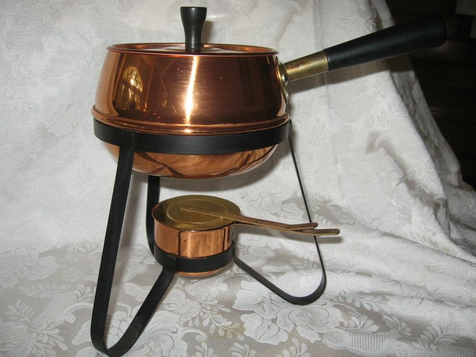 Vintage Copper Stainless Chafing Dish Fondue Pot