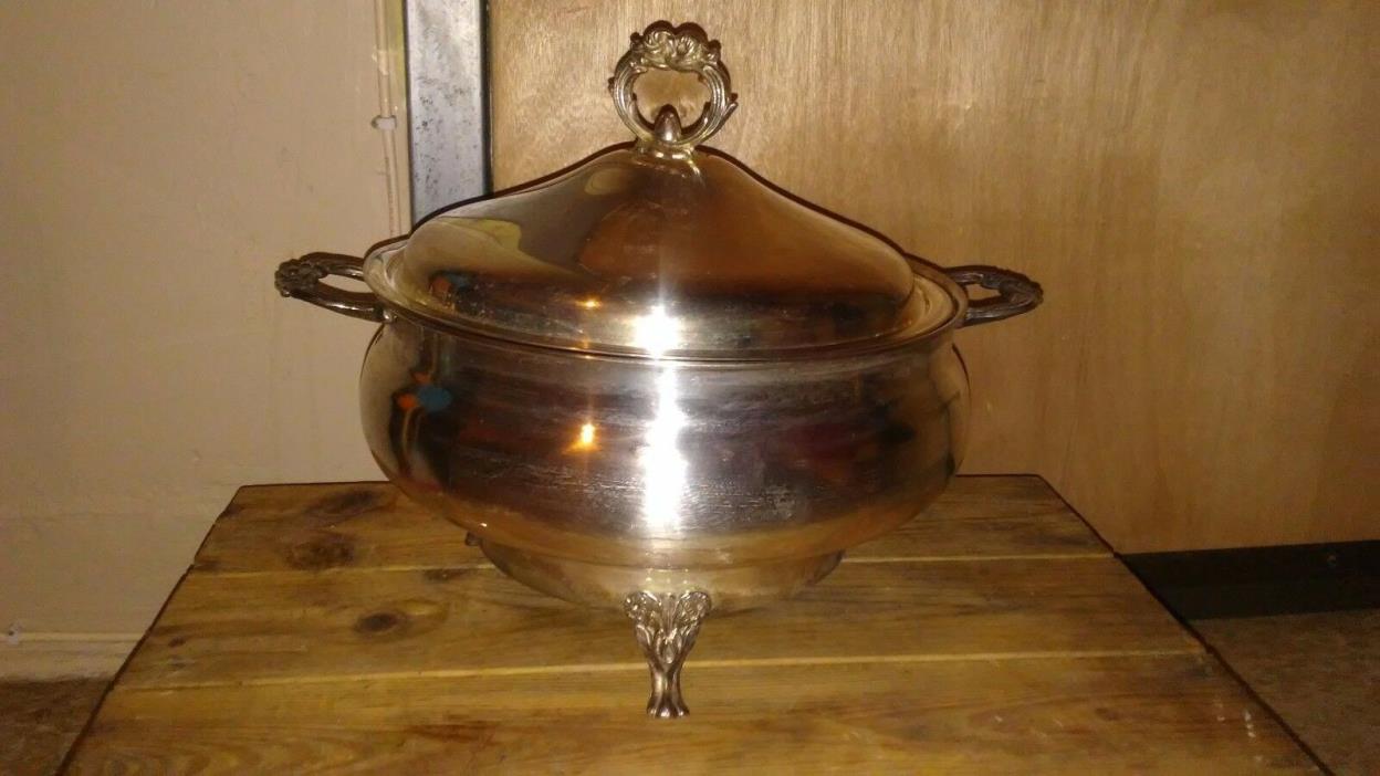 Vintage Mid Century Electric Silver Plated Footed Casserole Food Warmer