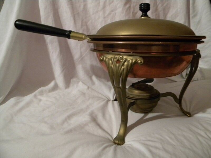 Vintage Chafing Dish Copper/Brass Sternau NY Pat 1892 on Burner
