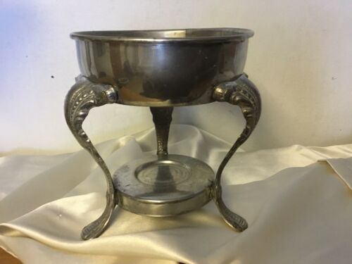 Vintage Silver Plated Chafing Dish Footed Stand Some Cracks Used