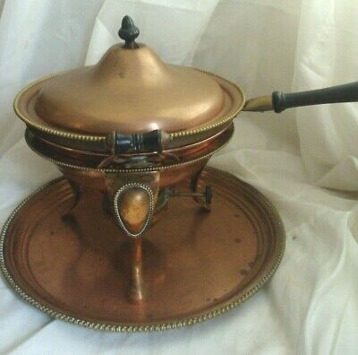 Vintage 6 Pc Chafing Dish Copper & Brass S Sternau & Co New York Trade Mark