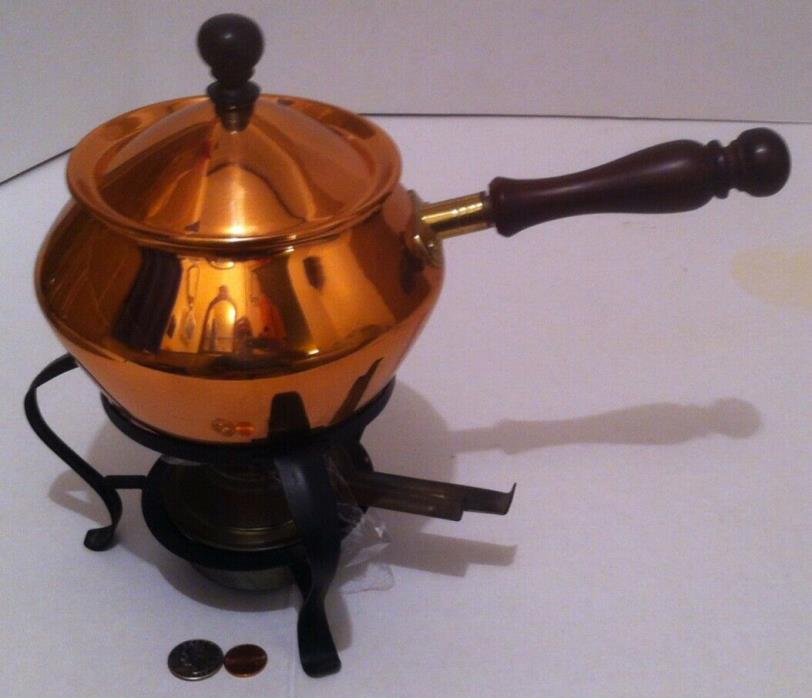Vintage Metal Copper, Brass and Wood Pan, 13