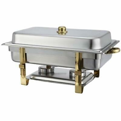8 Quart Stainless Steel Gold Accented Chafer Chafing Dishes Kitchen 