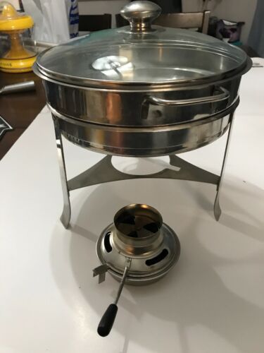 Chafing Dish 3Qt Stainless Steel Glass Lid Complete