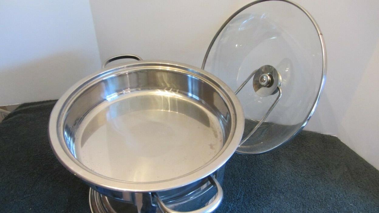 Culinary Essential Large Stainless Steel Chafing Dish Glass Lid and Holder