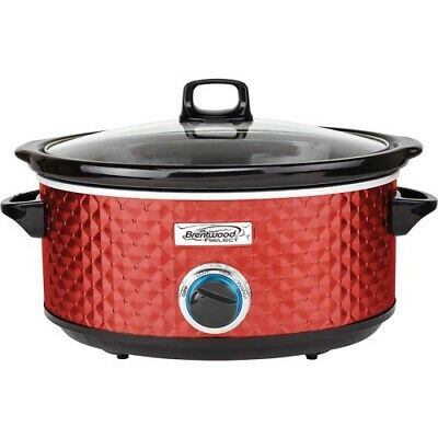 NEW Brentwood SC-157R Select 7 Quart Slow Cooker, Red Cooker BS Quilted 7qt