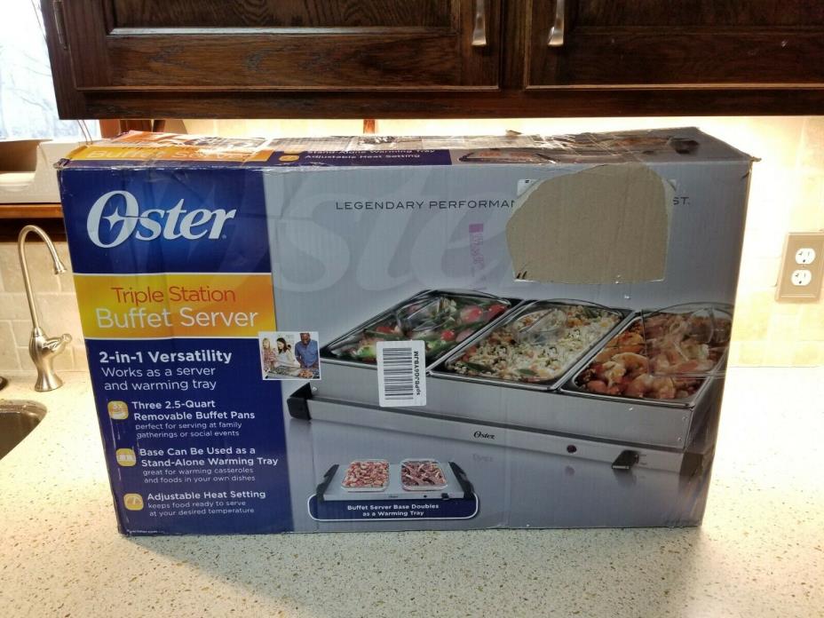 Oster Triple Station 2.5 Qt Stainless Steel Buffet Server