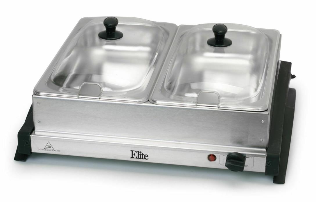Elite Gourmet EWM-6122 Dual Tray Buffet Server, Stainless Steel
