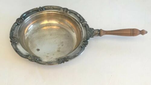 Beautiful Vintage Silver Plated Brass Chafing Dish With Wooden Handle