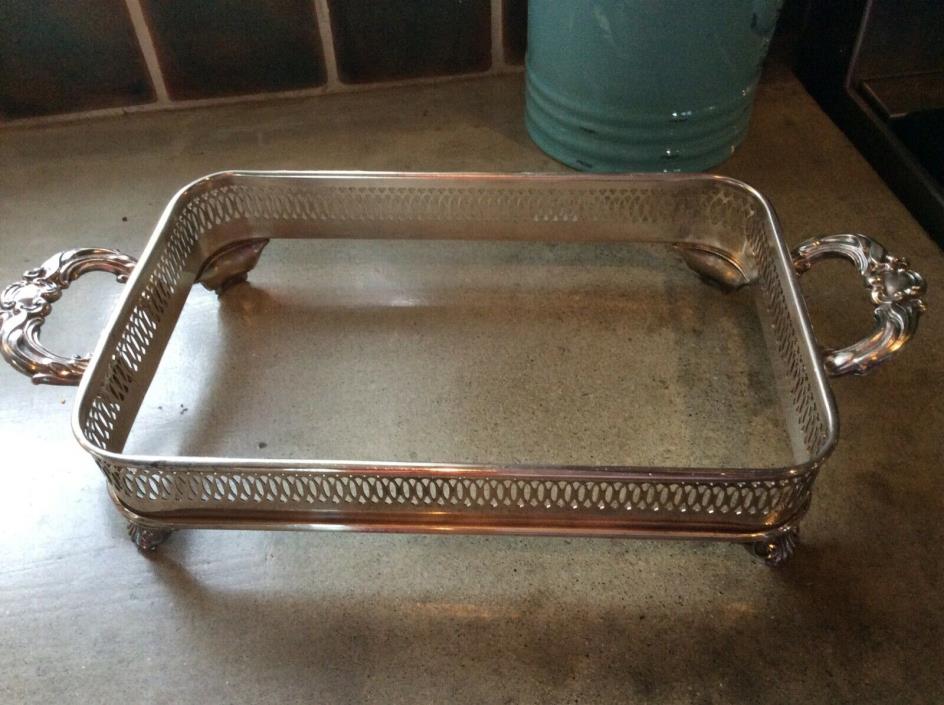 Vintage 11” Claw Footed Chafing Dish Stand, Silver Plated Rectangular, serving