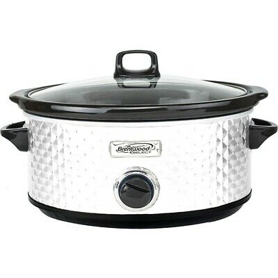 NEW Brentwood SC-157W Select 7 Quart Slow Cooker, White Cooker BS Quilted 7qt