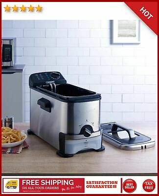 Stainless Steel Deep Fryer 3 Liter With Oil Filtration System Silver Black Color