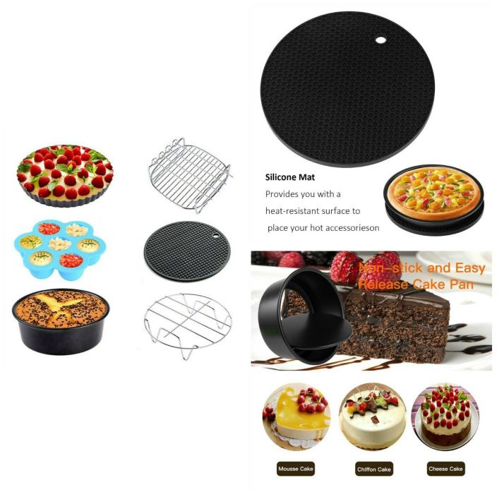 Air Fryer Accessories Deep Fry 7inch Cooking Tools Kitchen Accessories  6 Pieces