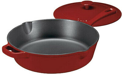 Enameled Cast Iron 4.5 Qt Chicken Fryer Cardinal Red Kitchen Nonstick Frying Pan