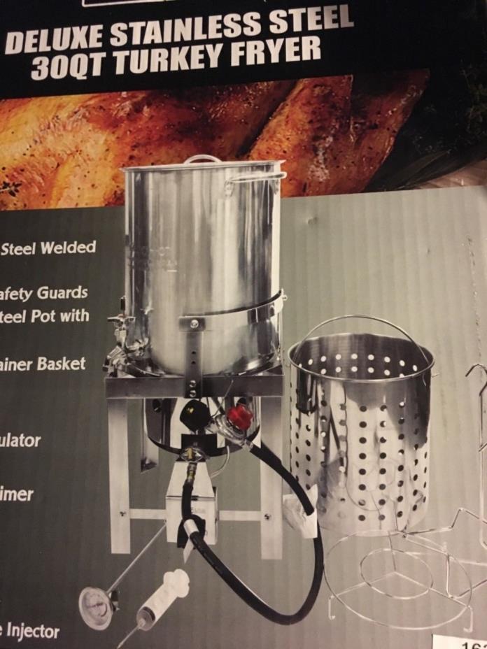 New 30 Qt Durable Stainless Steel Liquid Propane Gas Outdoor Cooker Turkey Fryer