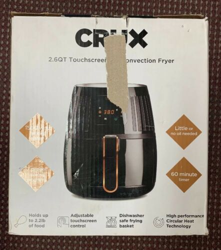 Crux 2.6 Qt. Touchscreen Air Convection Fryer Black NEVER USED, In BOX XMAS