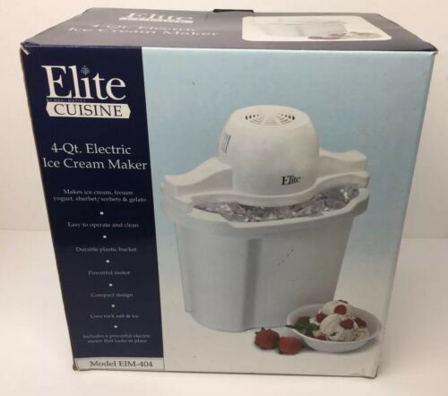 Elite Cuisine Electric 4 Quart ICE CREAM MAKER  Model EIM 404  ~ NEW in Box ~