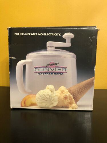DONVIER Premier Manual Ice Cream Maker 1-Quart (White) Made in Japan