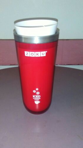 ZOKU ICED COFFEE MAKER ~ RED ~ METAL INSIDE ~ travel cup tumbler ~