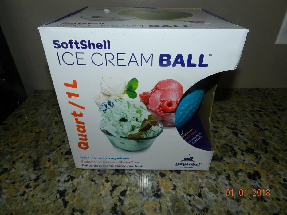 Yaylabs SoftShell Ice Cream Ball Maker, Blueberry, Quart / 1Litre - In Box,