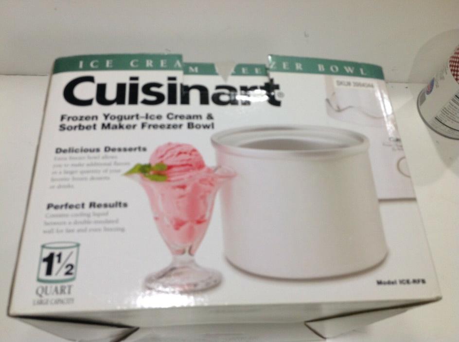Brand New Cuisinart 1.5-Quart Ice Cream Maker Replacement Bowl ICE RFB