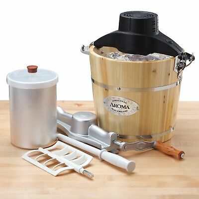 Aroma Housewares 6-Quart Wood-Barrel Ice-Cream Maker, Natural