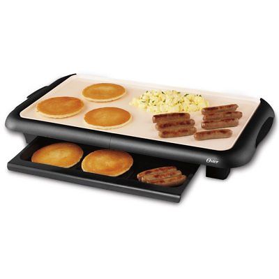 Electric Griddle w Warming Tray Flat Top Grill Non-Stick Kitchen Indoor Cooking