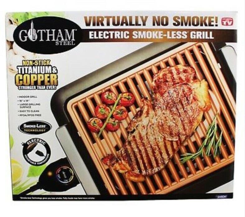 Gotham Steel Non-Stick Portable Smokeless Electric Grill - Orange / Black