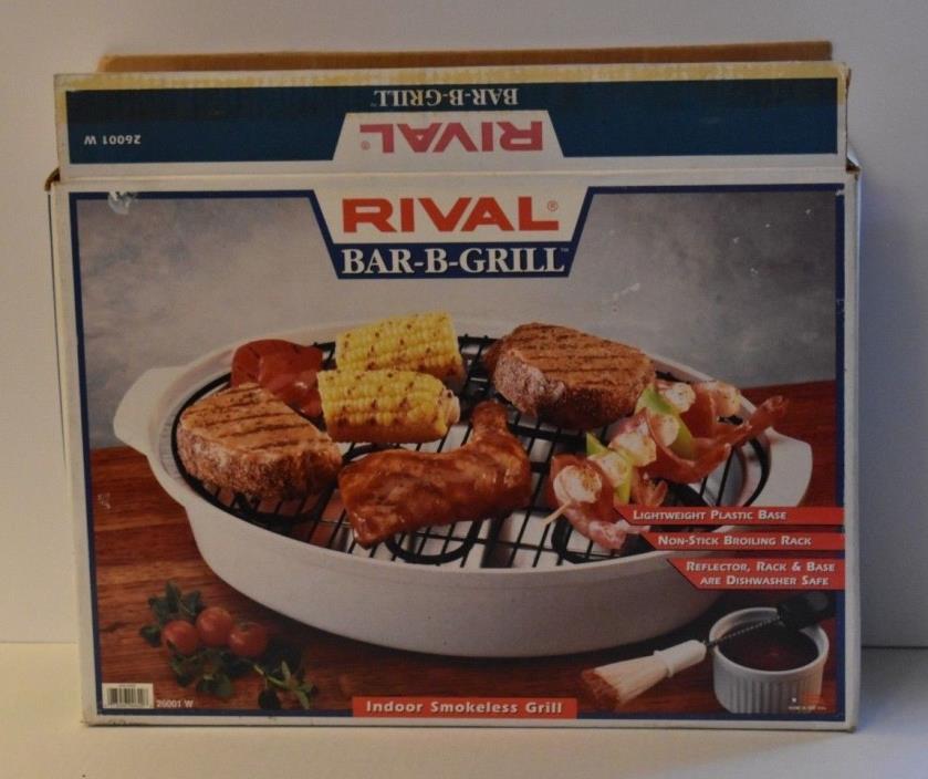 Rival Smokeless Indoor Electric Grill Lightweight Plastic Base 26001 W