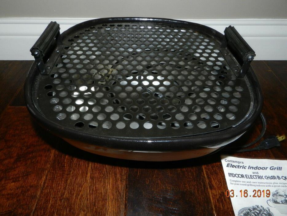 Contempra Indoor Electric Char-b-que Grill Barbecue Bbq Stoneware