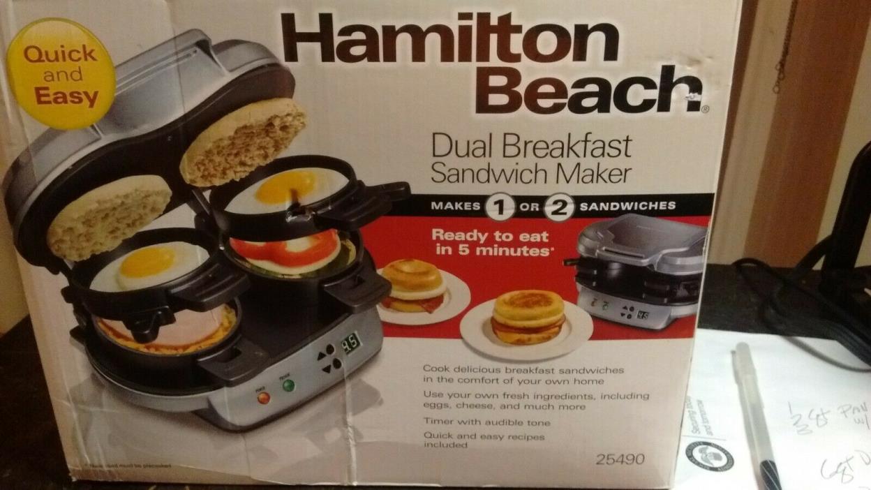 New Hamilton Beach  Dual Breakfast, English,Bagel Egg Sandwich Maker #25490