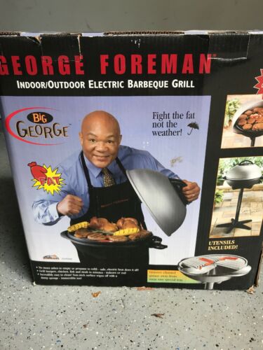 George Foreman 240 Square Inch Circular BBQ Indoor Outdoor Electric Grill Silver