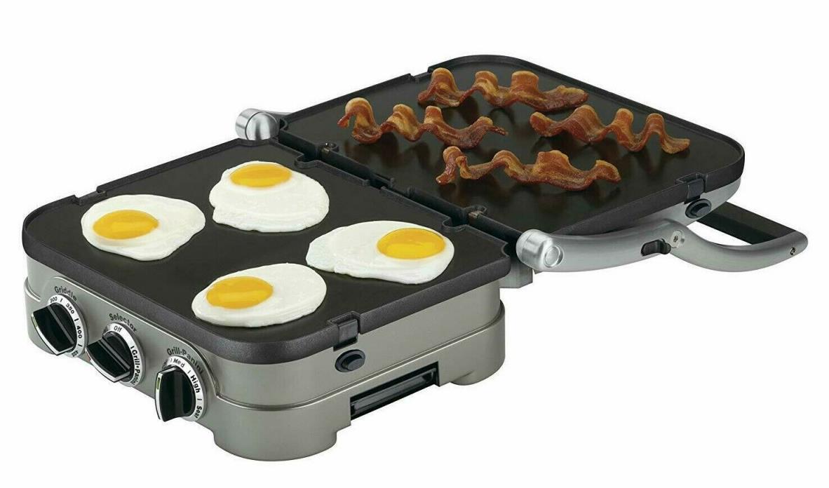 Cuisinart 5-in-1 Portable Dishwasher Safe Countertop Griddle Grill Silver