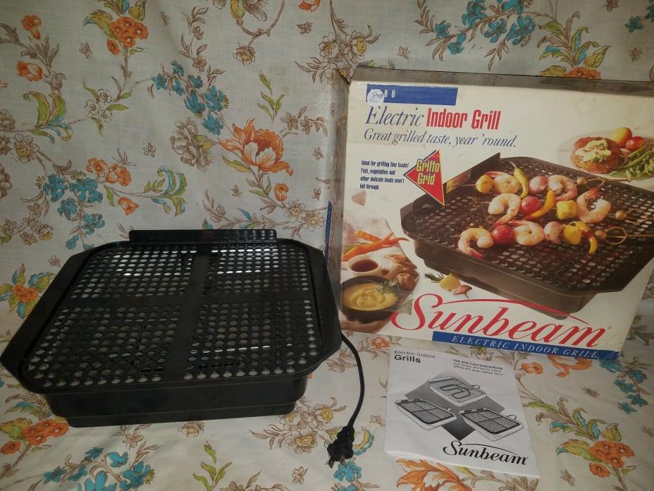 Vintage Sunbeam Indoor Electric Grill Model 4760 In Box Made in USA