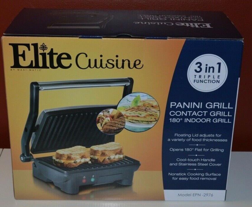 Elite Cuisine 3 in 1 Triple Function Panini Grill