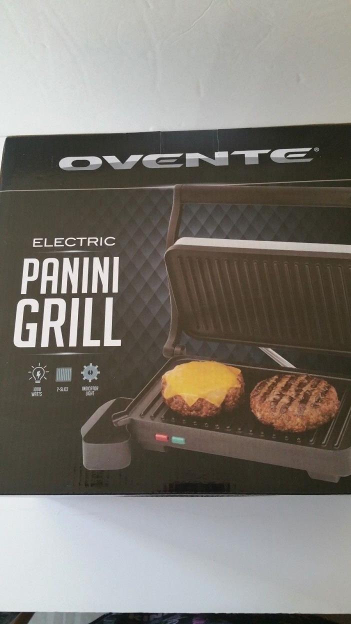 Ovente 2 Slice Electric Panini Press Grill and Gourmet Sandwich Maker NEW