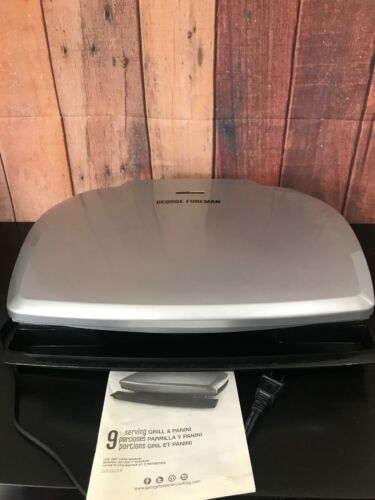 George Foreman Grill & Panini GR390FP Grilling College Dorm Room Silver Burgers