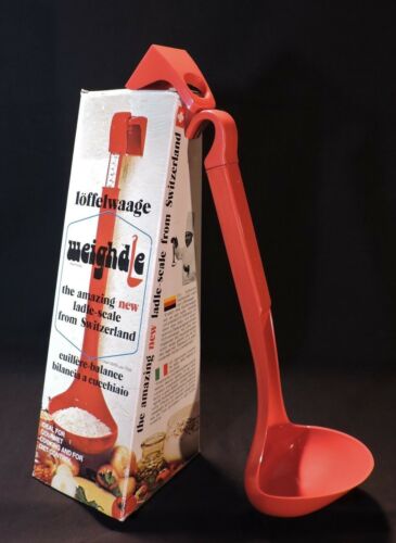 Vintage 60's Weighdle Ladle scale Hanging RED Switzerland Saves Space NEW NIB