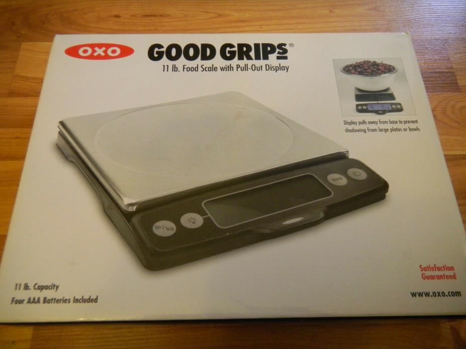 OXO Food Scale Good Grips Stainless Steel 11Lb Food Scale Pull Out DIsplay NEW