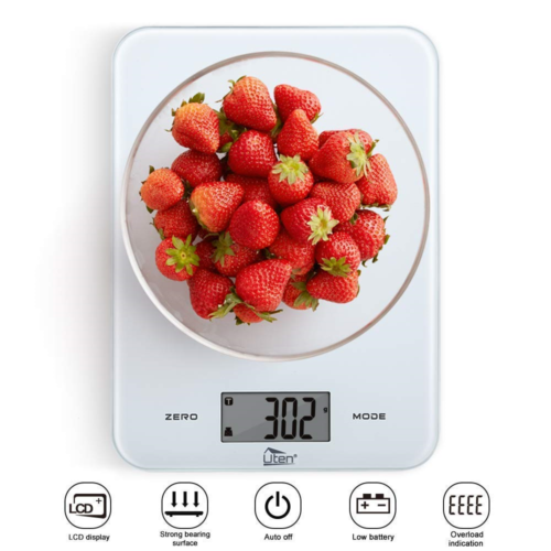 Digital Kitchen Food Scale 17.6lb/8kg with Back-Lit LCD Display Tempered Glass