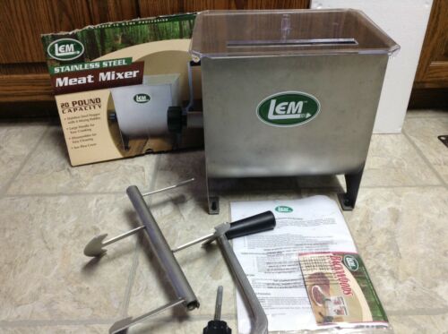 LEM  #654 Stainless Steel Meat Mixer 20lb Capacity Mixer w/ Plastic Cover